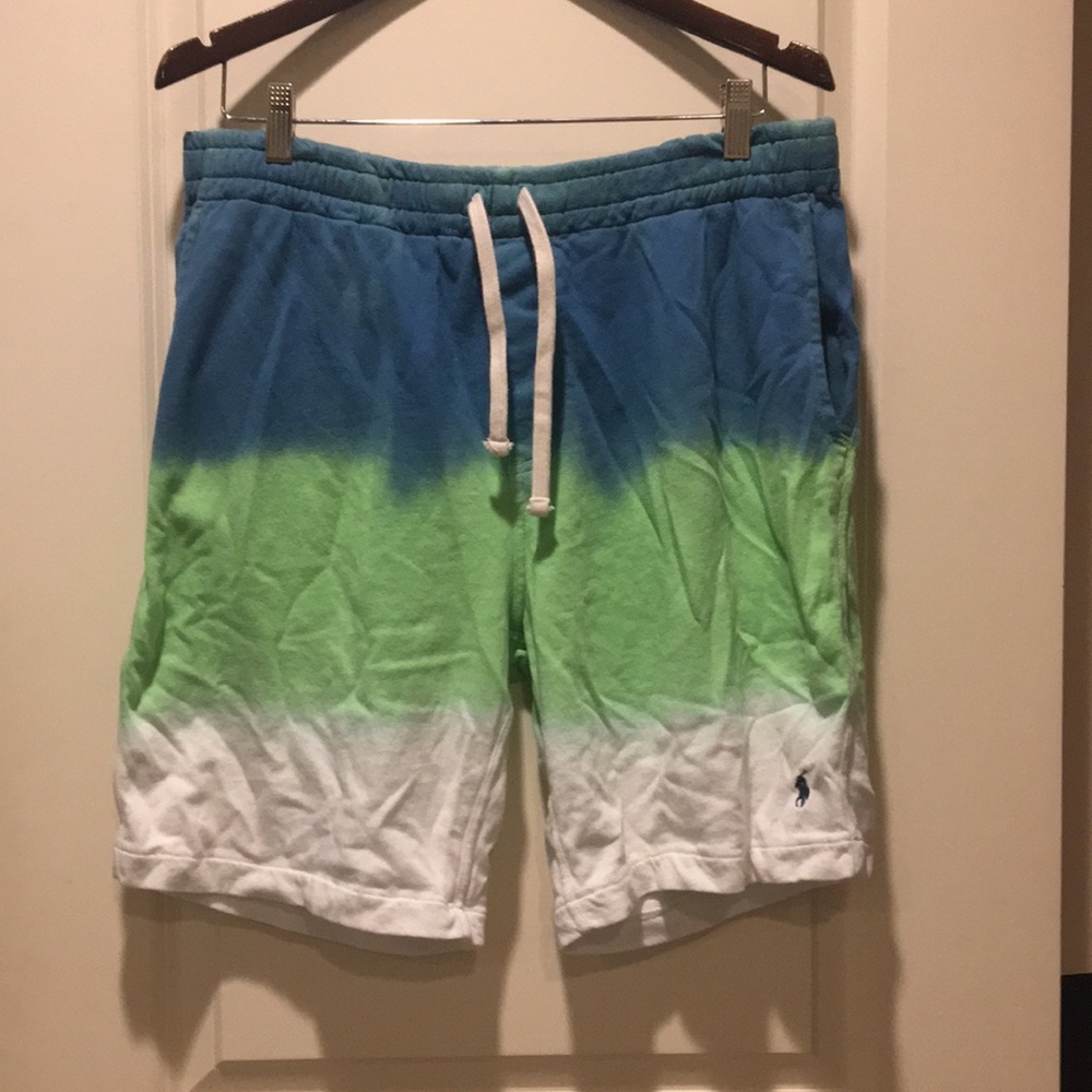 Polo by Ralph Lauren mens drawstring Tie Dye/Color Block sweat shorts size L